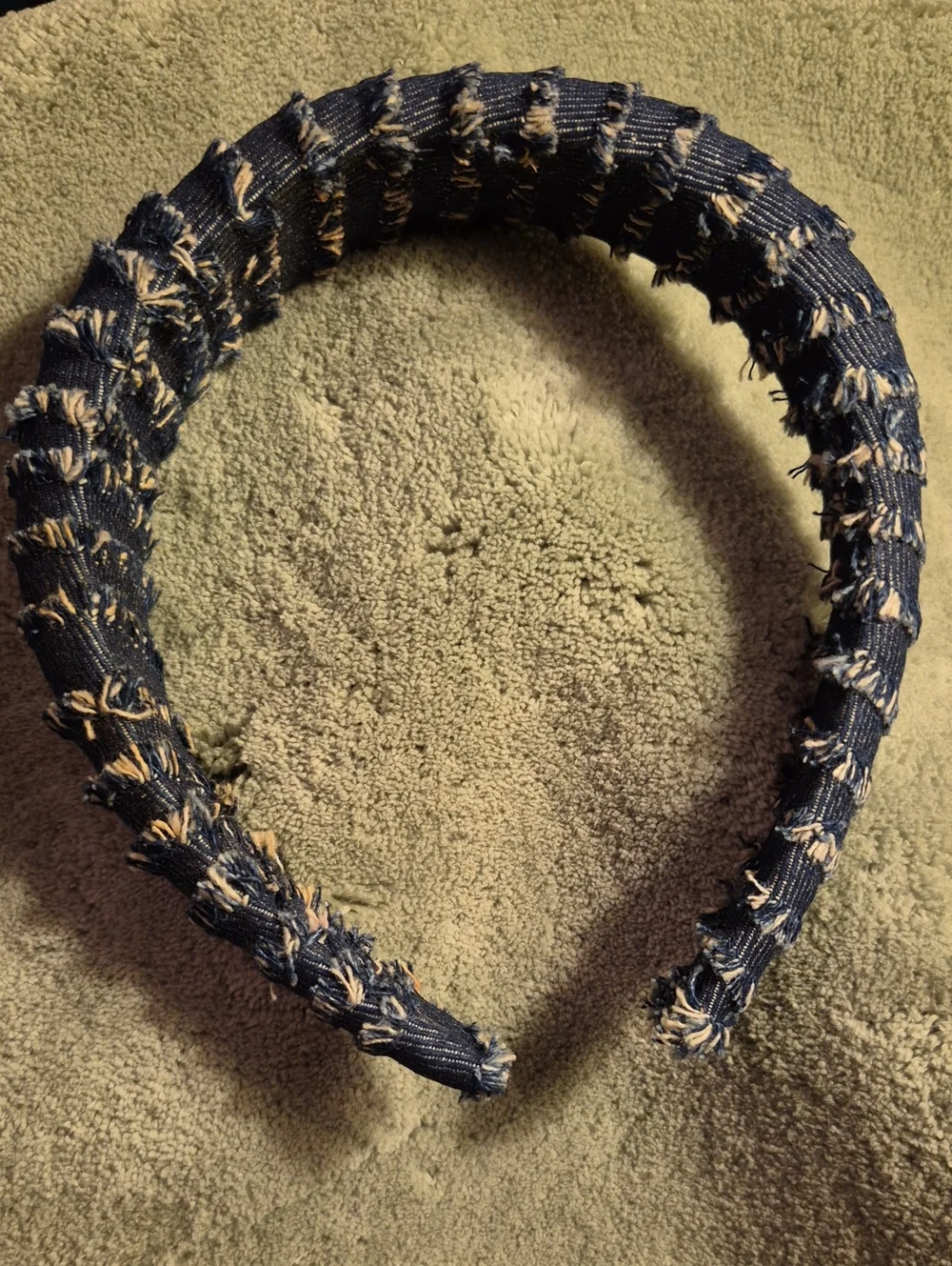 Denim Textured Knot Headband - Dark Blue